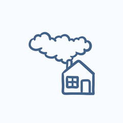 Save energy house sketch icon.