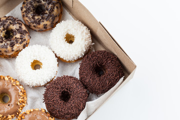 sweet donuts in a paper box