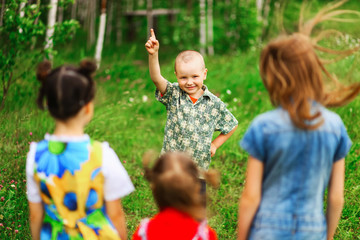 Children happiness outdoors.