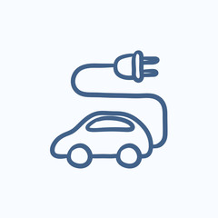 Electric car sketch icon.