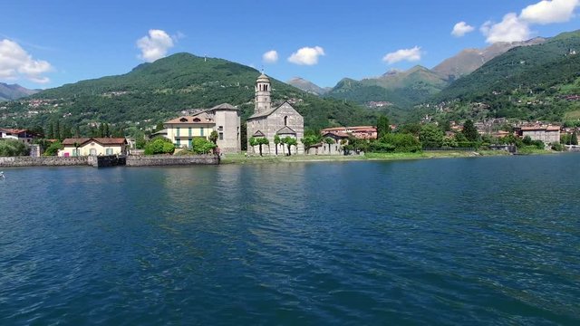 Chiesa di Santa Maria del Tiglio - Gravedona - Como Lake_ aerial view 4k
