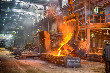 Novokuznetsk, Russia - MAY 25, 2016: Casting ferroalloy factory
