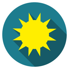 Flat design vector Sun icon with long shadow, isolated