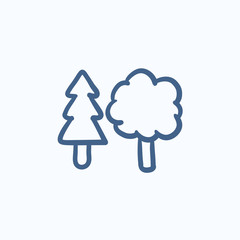 Trees sketch icon.