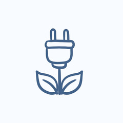 Eco green energy sketch icon.