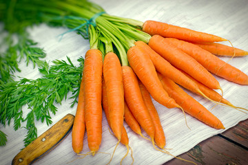 Organic carrots on table