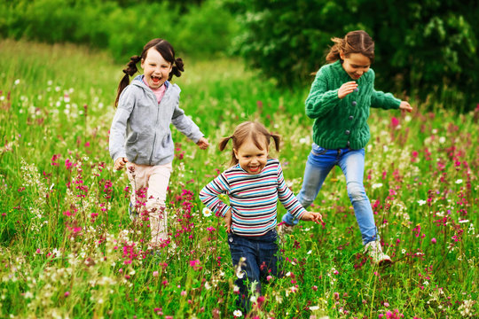 Children happiness outdoors.
