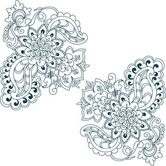 Vector floral lace pattern in Oriental style. Ornamental lace pattern for wedding invitations, greeting cards, wallpaper, backgrounds, fabrics, textile. Traditional decor. Green color