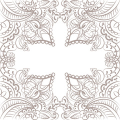 Vector classic decor pattern element in Eastern Style. Ornamental lace pattern for wedding invitations and greeting cards, backgrounds, fabrics, textile. Beige color