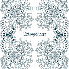 Vector floral lace pattern in Oriental style. Ornamental lace pattern for wedding invitations, greeting cards, wallpaper, backgrounds, fabrics, textile. Traditional decor. Green color © castecodesign