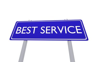Blue sign best service isolated on the white background