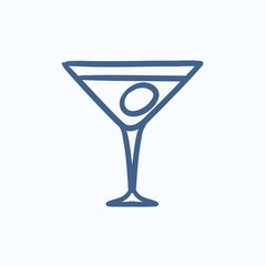 Cocktail glass sketch icon.