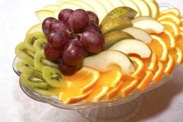 Fruit sliced on platter