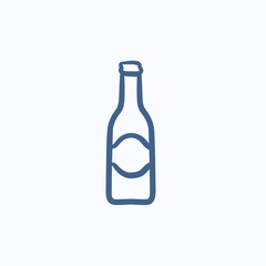 Glass bottle sketch icon.