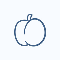 Plum with leaf sketch icon.