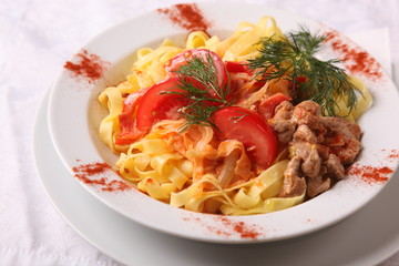 pasta with meat and tomato
