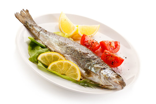 Fish dish - roasted trout with vegetables