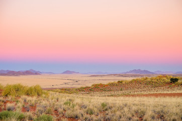 Desert landscape Namibia during sunrise