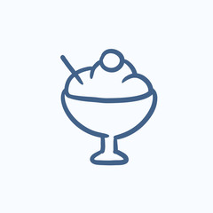 Obraz premium Cup of ice cream sketch icon.