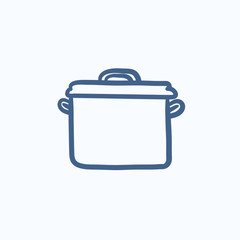 Saucepan sketch icon.