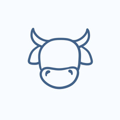 Cow head sketch icon.