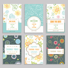 Naklejka premium Six Cards With Floral Ornaments