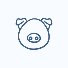 Obraz premium Pig head sketch icon.