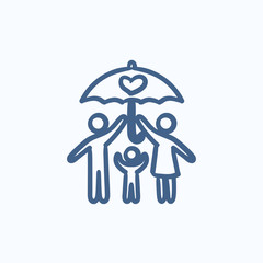 Family insurance sketch icon.