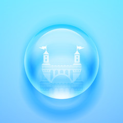 Water drop. Glass sphere. Bubble. Glass ball. Realistic vector Vector illustration