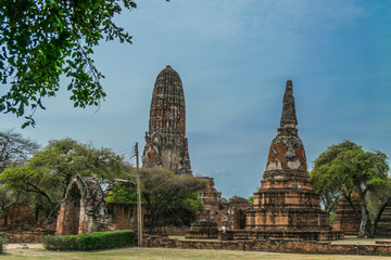 Fototapeta na wymiar The Ancient Royal Palace in Ayutthaya of Thailand