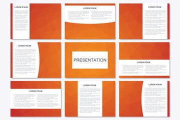 Set of modern business presentation templates in A4 size. Abstract geometrical triangle. Vector design illustration
