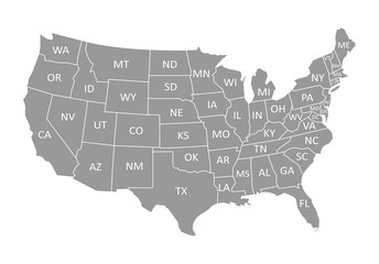 Fototapeta na wymiar USA map with states