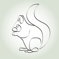 Squirrel in minimal line style vector