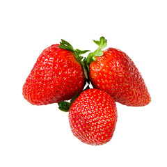 Juicy strawberries isolated on a white background
