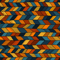 Tribal style crazy quilt, ethnic chevron multicolor.