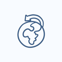 World wide cargo transportation sketch icon.