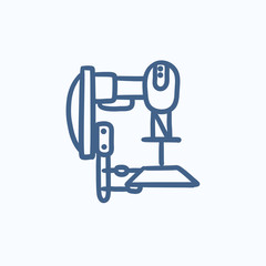 Industrial automated robot sketch icon.