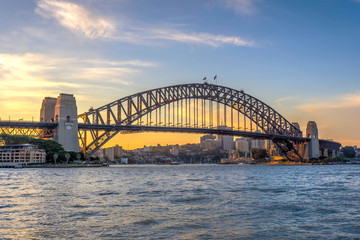 Sydney harbour bridge in twilight