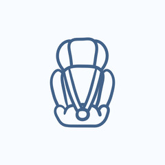 Baby car seat sketch icon.