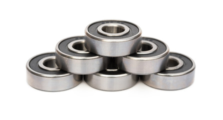 bearings stack up on white background with clipping path