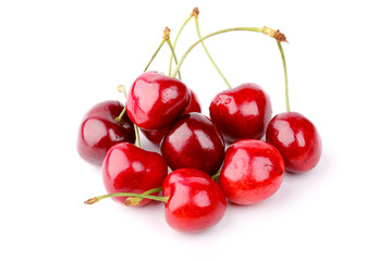 juicy cherries isolated on white background