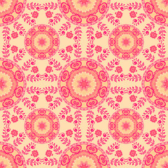 Seamless pattern. Decorative pattern in pink colors. Vector background