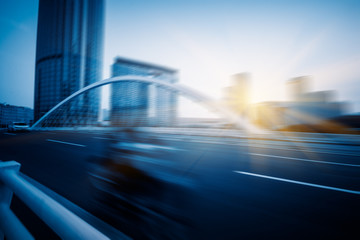 motion blurred car at bridge,tianjin city,china.