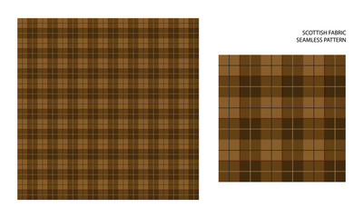 Vector seamless pattern. Textured checkered brown tartan