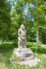 Polovtsian Idol (woman) in Trostyanets park. Ukraine, Chernigov