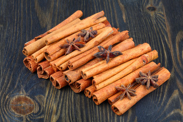 Cinnamon on wooden table