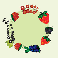 Vector set hand drawn berries label.