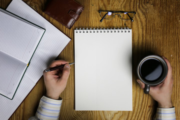 Obraz premium table write hand office view