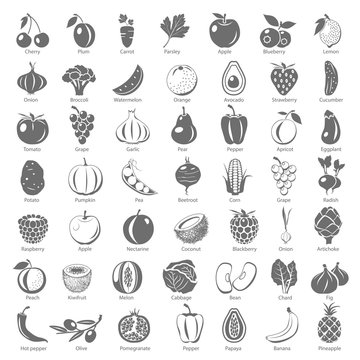Black Icons - Fruits and Vegetables