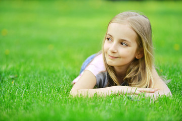  girl  on  grass